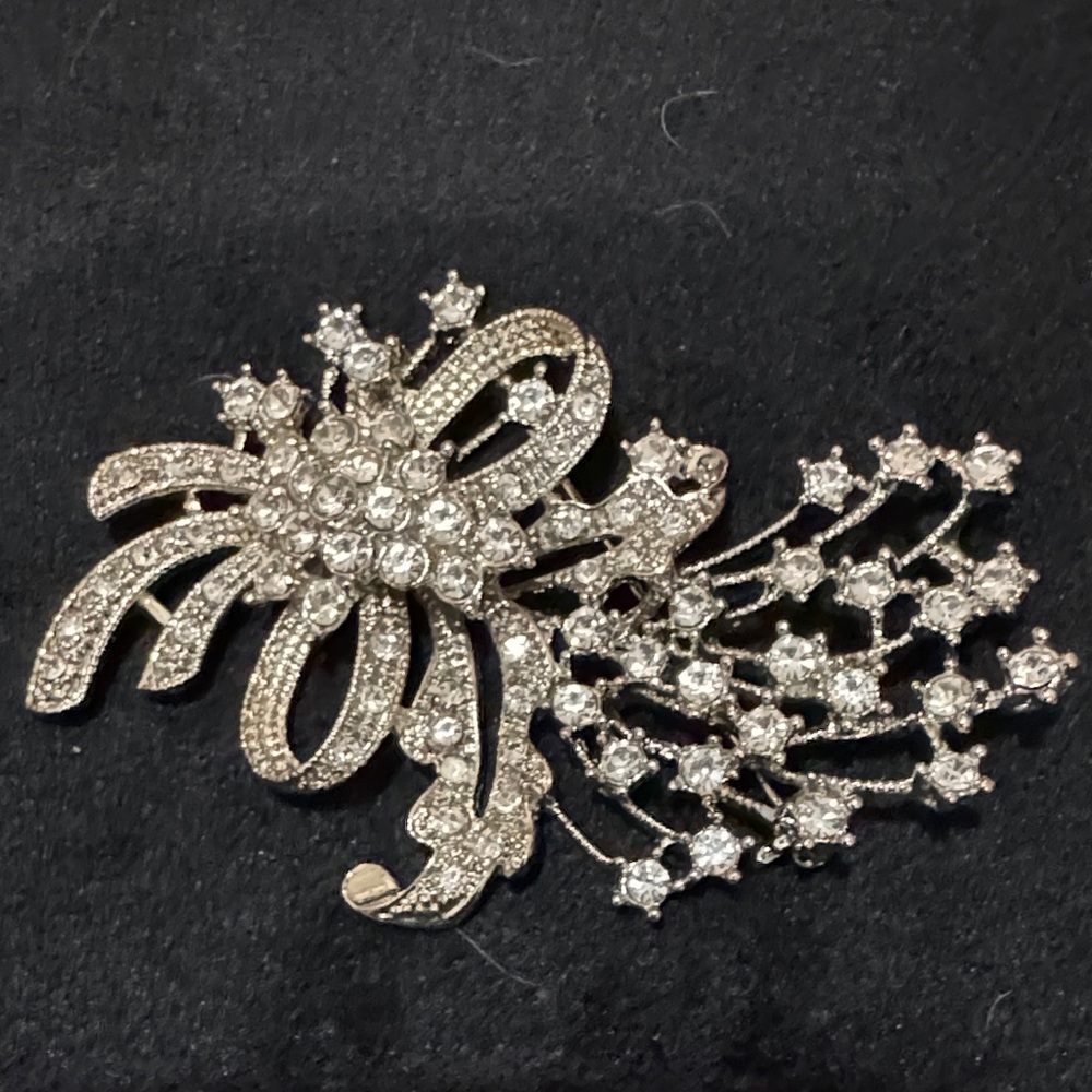 Dazzling Silver Crystal Brooch